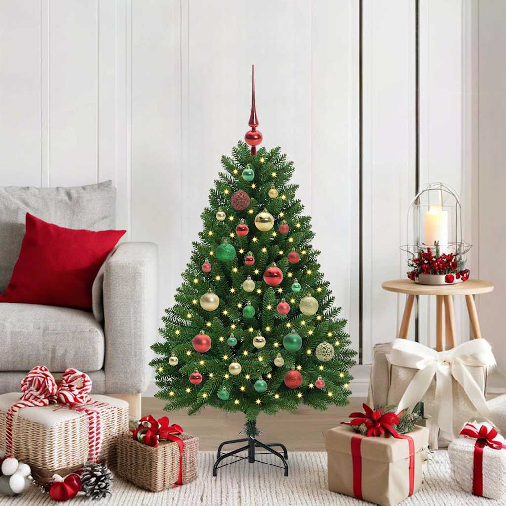 Kunstigt juletræ med 150 LED'er Grøn 120 cm PVC og metal