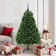 Kunstigt juletræ med 150 LED'er Grøn 150 cm PVC og metal