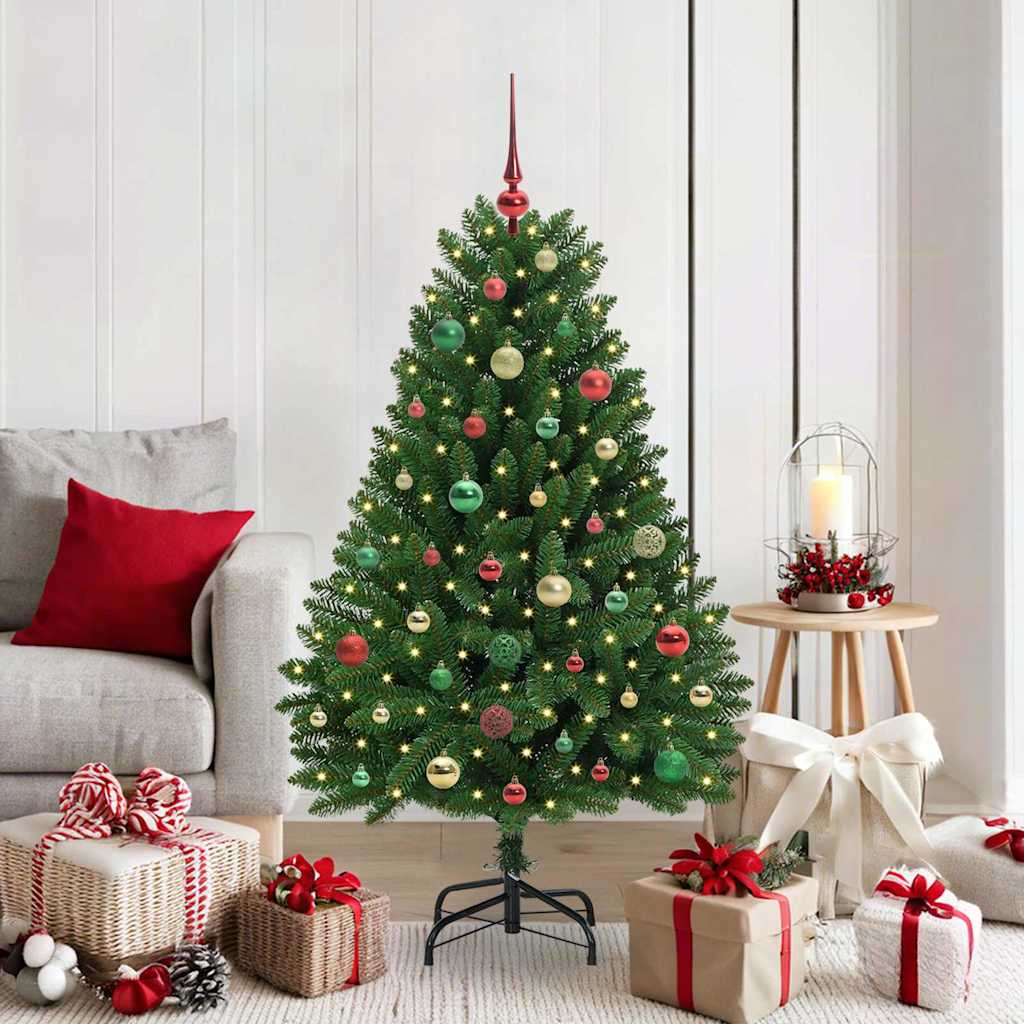 Kunstigt juletræ med 150 LED'er Grøn 150 cm PVC og metal