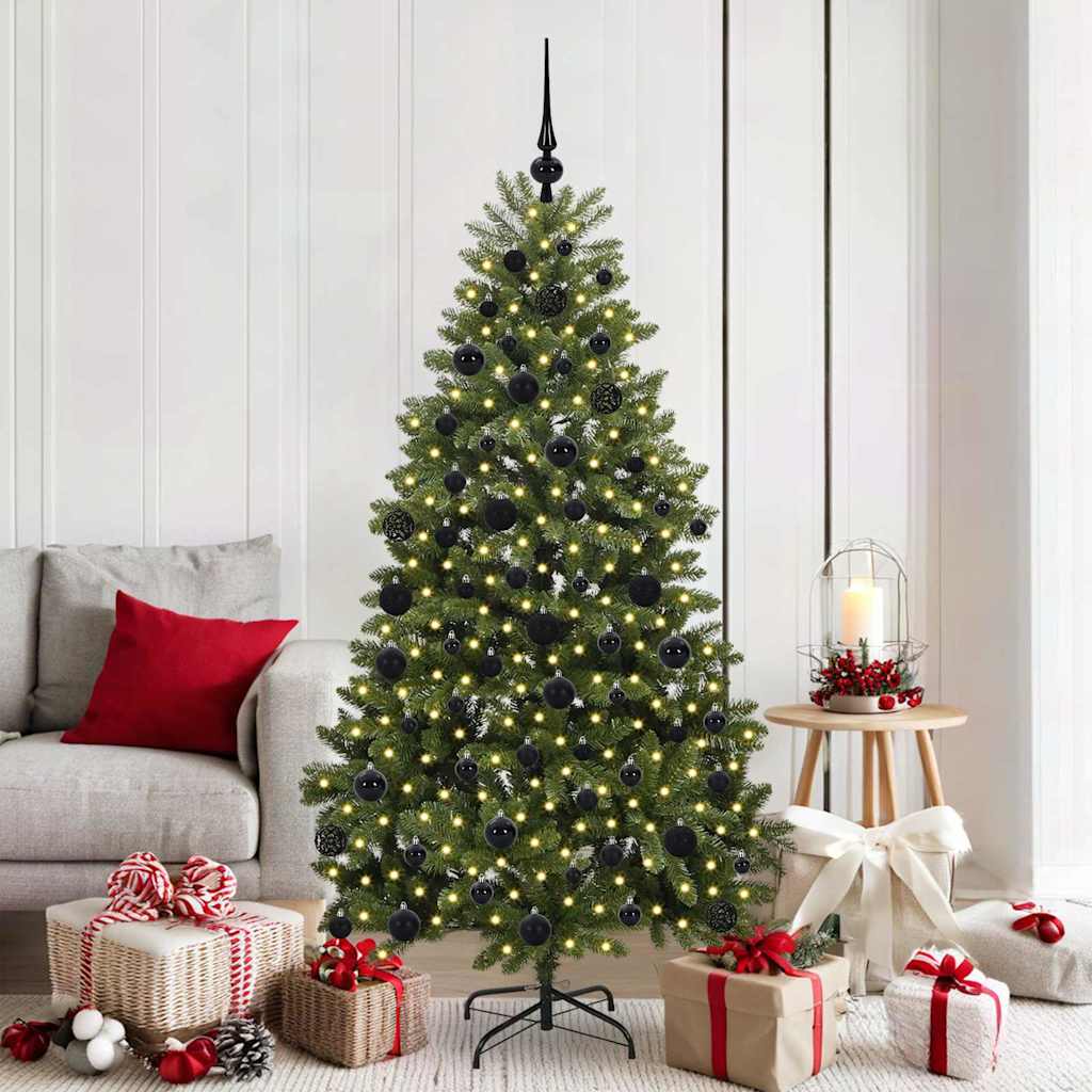 Kunstigt juletræ med 300 LED'er Grøn 180 cm PVC og metal