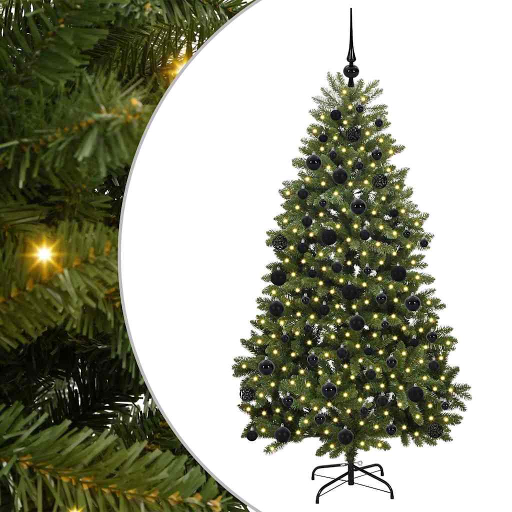 Kunstigt juletræ med 300 LED'er Grøn 180 cm PVC og metal