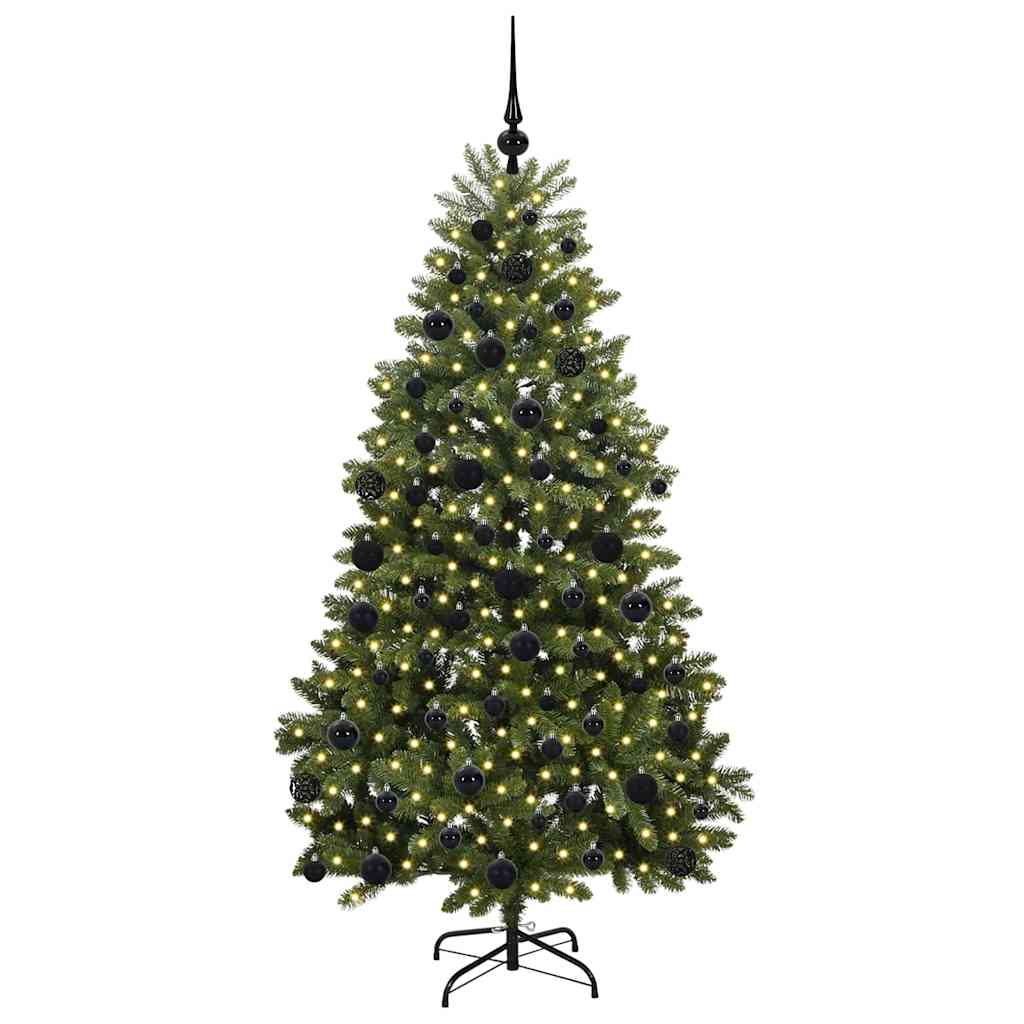 Kunstigt juletræ med 300 LED'er Grøn 180 cm PVC og metal