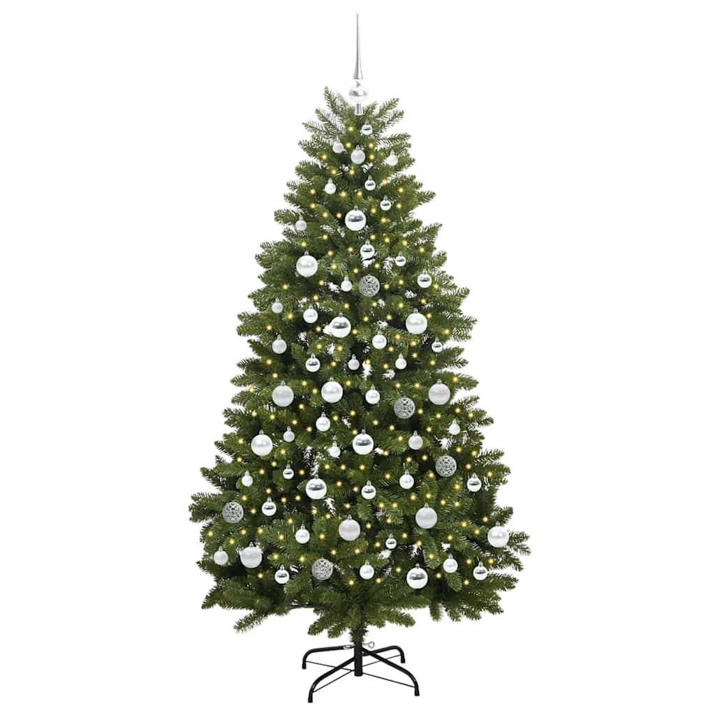 Kunstigt juletræ med 300 LED'er Grøn 180 cm PVC og metal