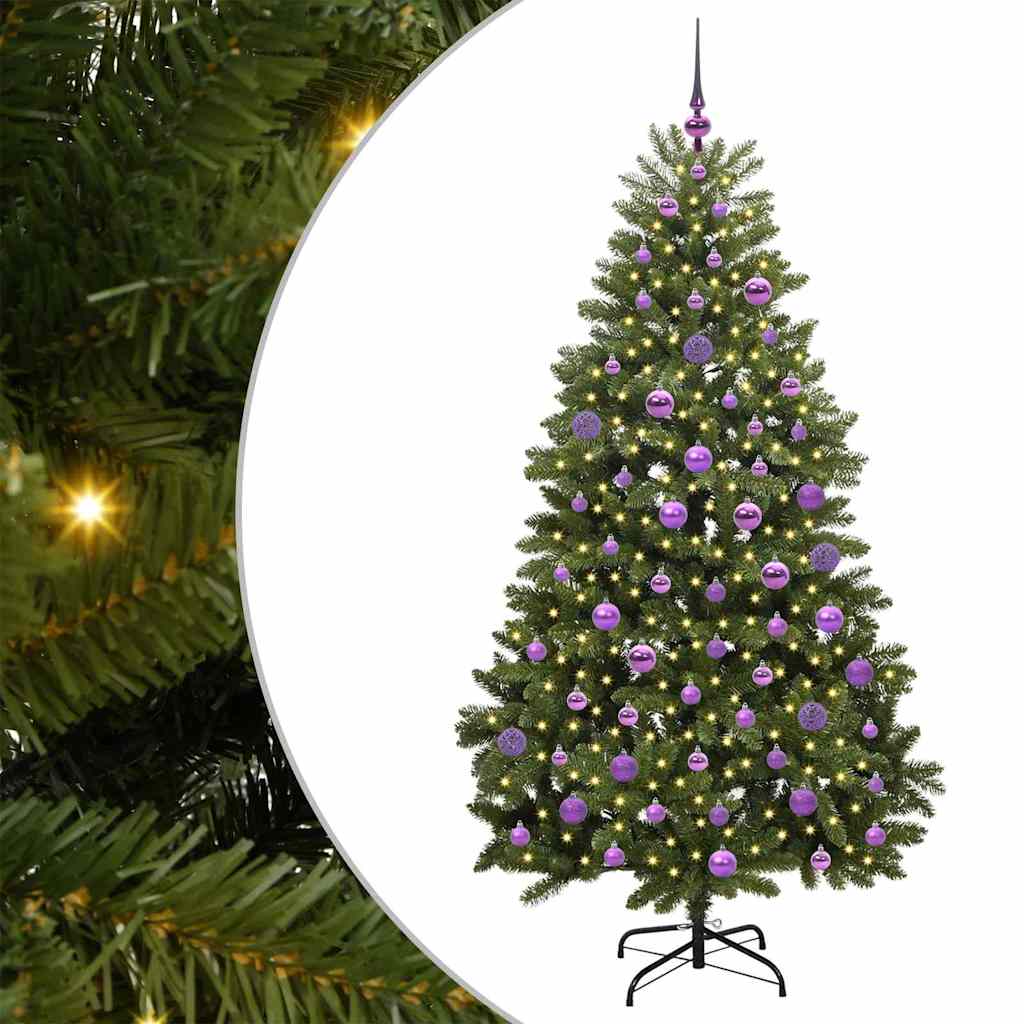 Kunstigt juletræ med 300 LED'er Grøn 180 cm PVC og metal