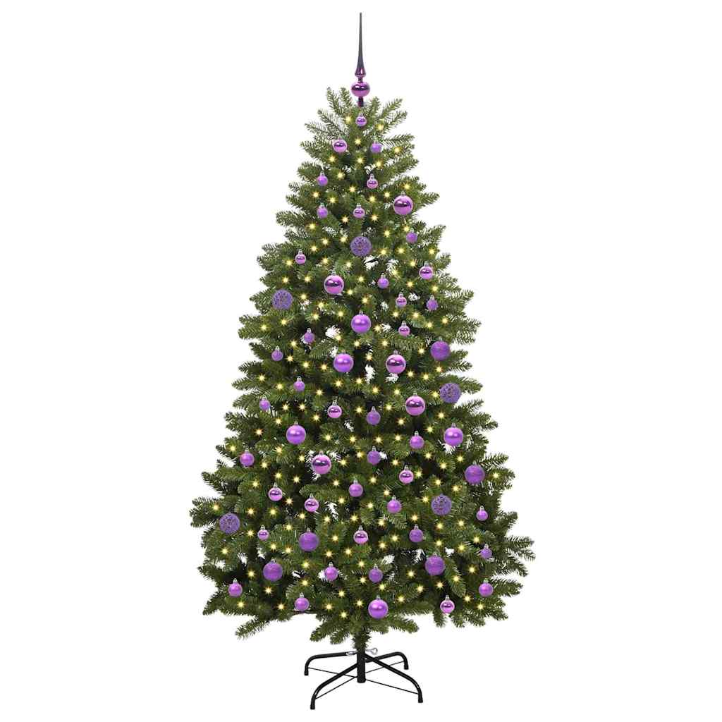Kunstigt juletræ med 300 LED'er Grøn 180 cm PVC og metal