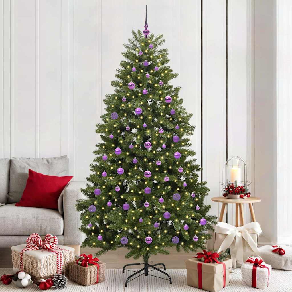 Kunstigt juletræ med 300 LED'er Grøn 210 cm PVC og metal