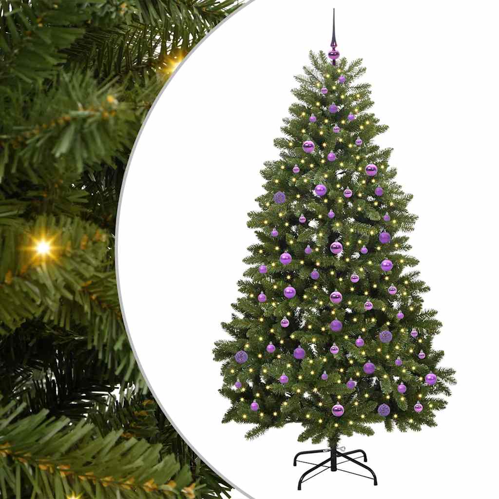 Kunstigt juletræ med 300 LED'er Grøn 210 cm PVC og metal