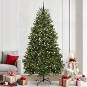 Kunstigt juletræ med 300 LED'er Grøn 240 cm PVC og metal