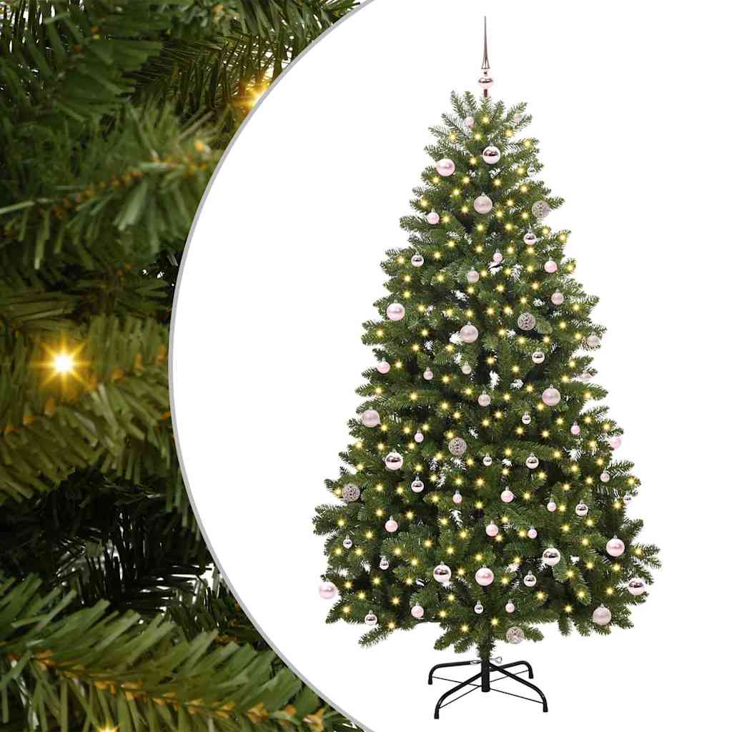 Kunstigt juletræ med 300 LED'er Grøn 240 cm PVC og metal