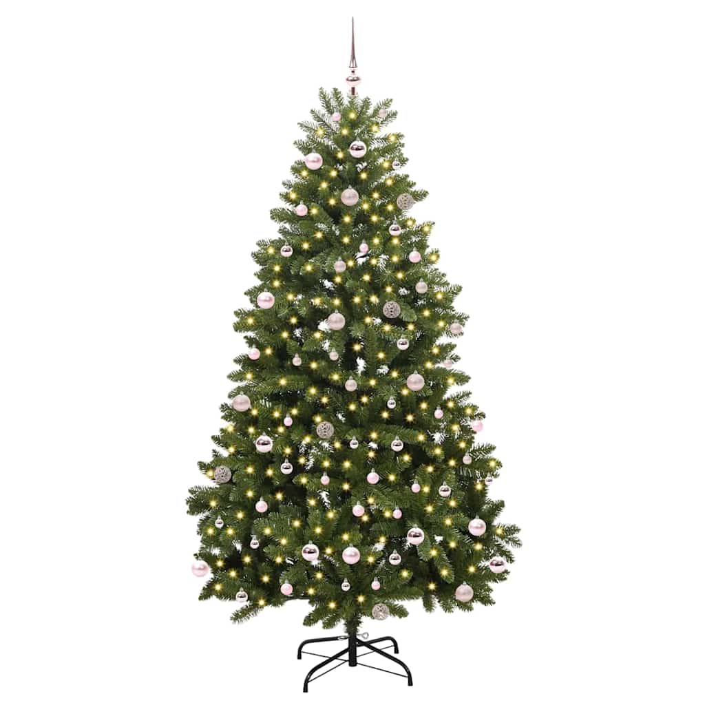Kunstigt juletræ med 300 LED'er Grøn 240 cm PVC og metal