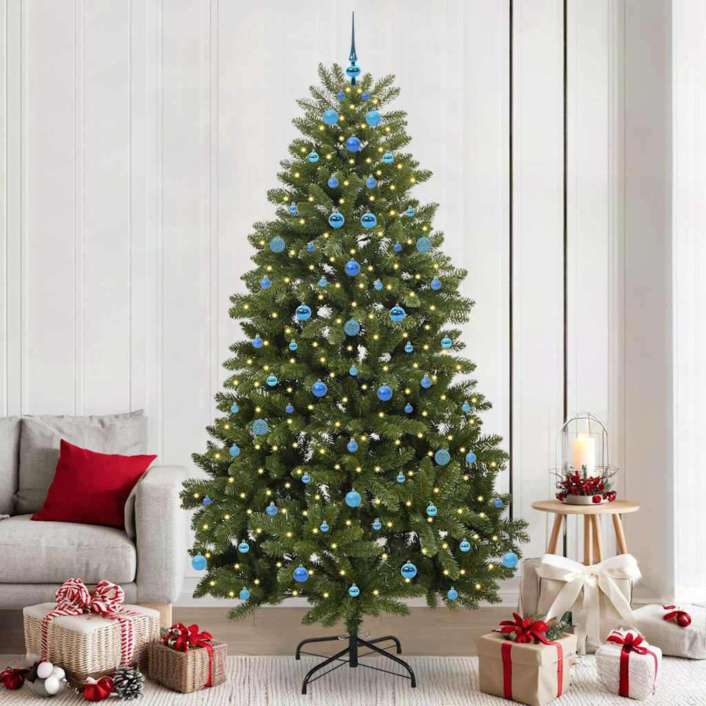 Kunstigt juletræ med 300 LED'er Grøn 240 cm PVC og metal