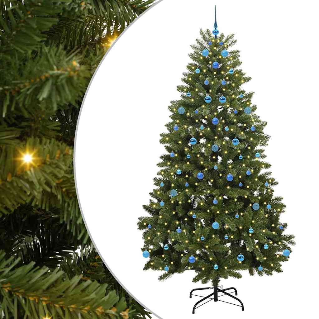 Kunstigt juletræ med 300 LED'er Grøn 240 cm PVC og metal