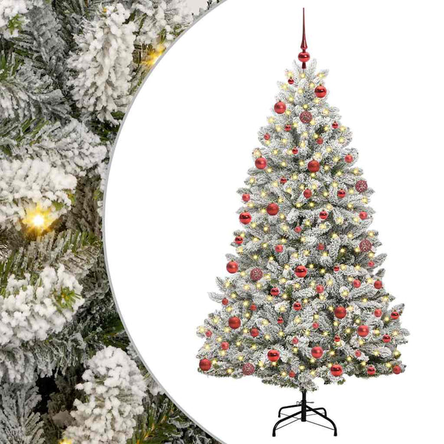 Kunstigt juletræ Grøn og Hvid 180 cm PVC og metal