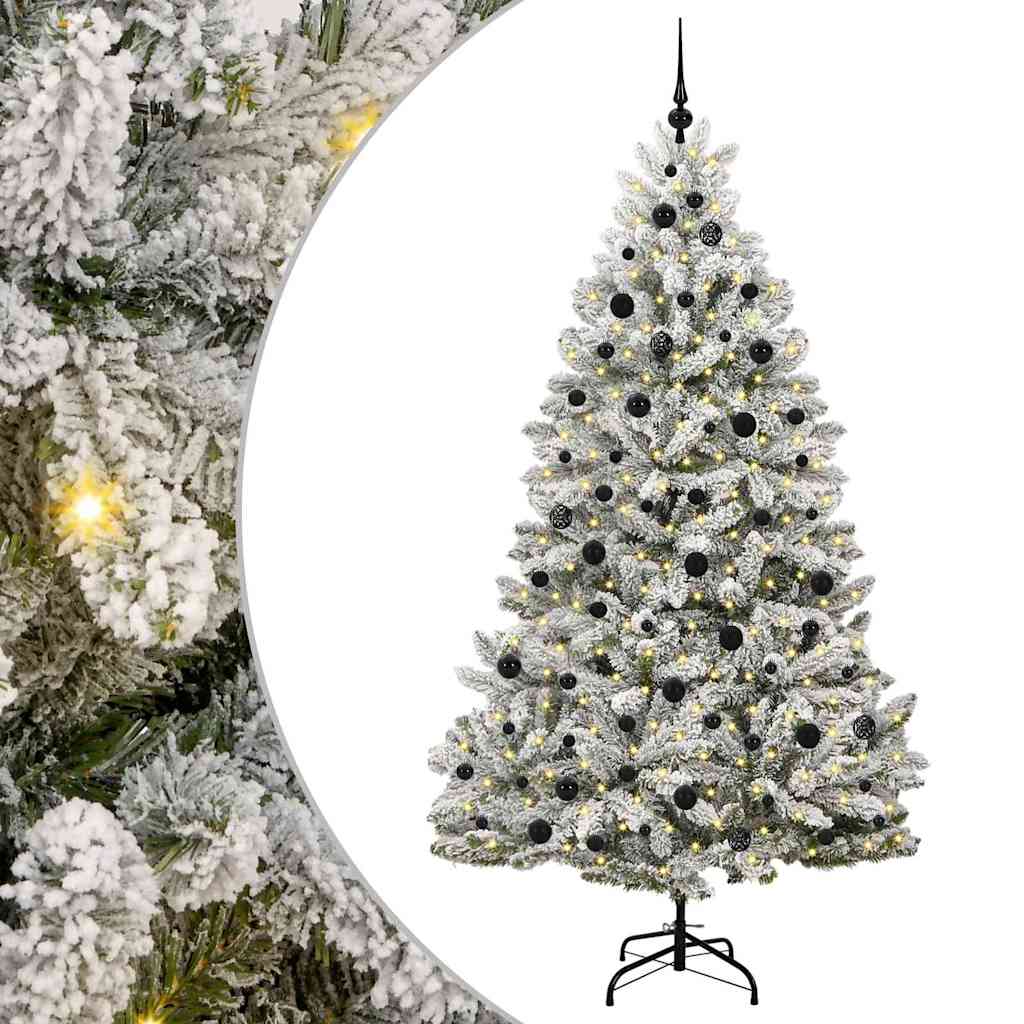Kunstigt juletræ Grøn og Hvid 210 cm PVC og metal