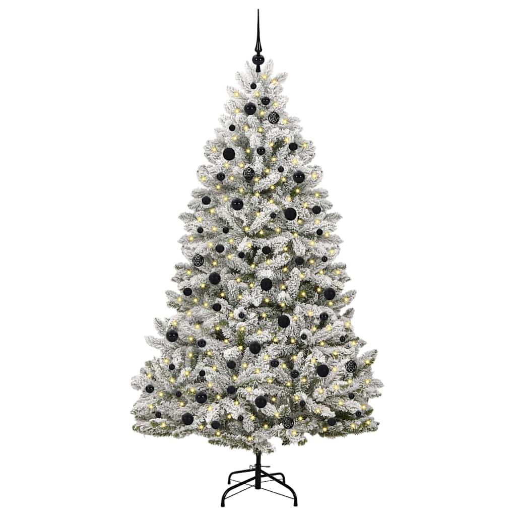 Kunstigt juletræ Grøn og Hvid 210 cm PVC og metal