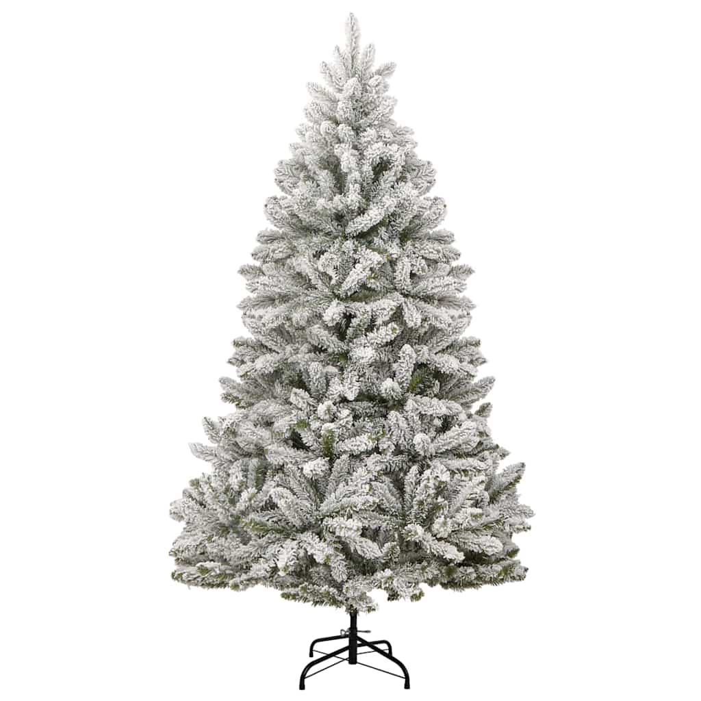 Kunstigt juletræ Grøn og Hvid 210 cm PVC og metal