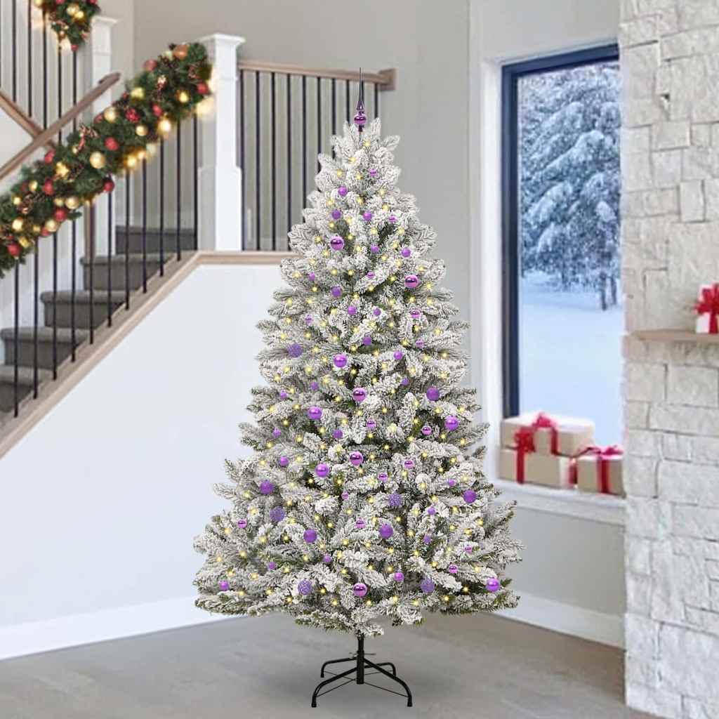 Kunstigt juletræ Grøn og Hvid 240 cm PVC og metal