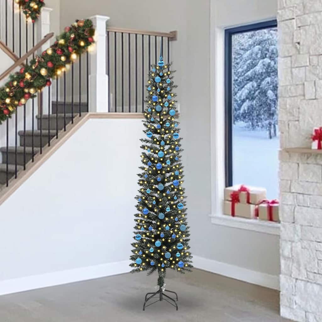 Kunstigt juletræ med stativ Grøn 240 cm PVC og plastik og stål