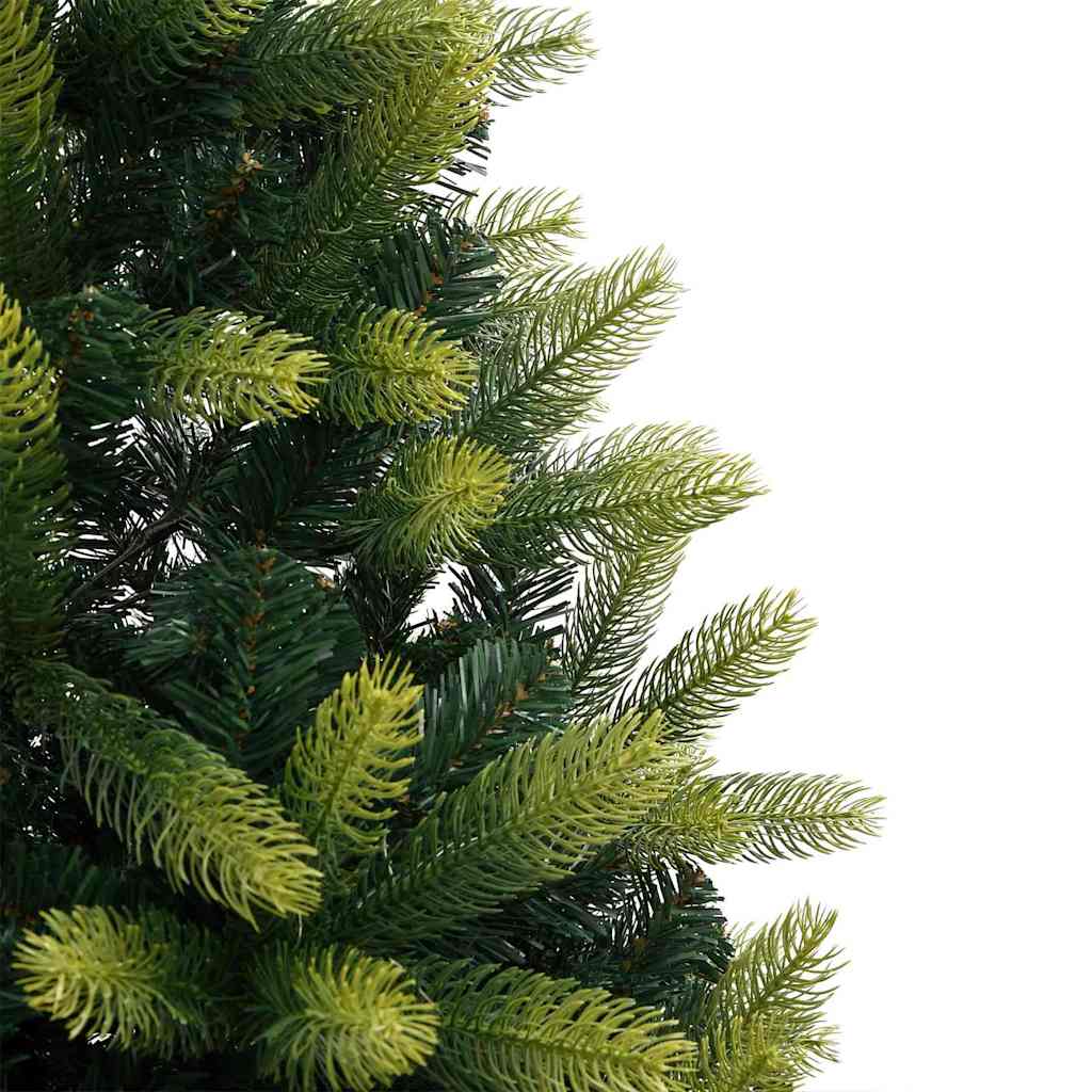 Kunstig hængslet juletræ med 150 LED-lys Grøn 150 cm PVC og PE