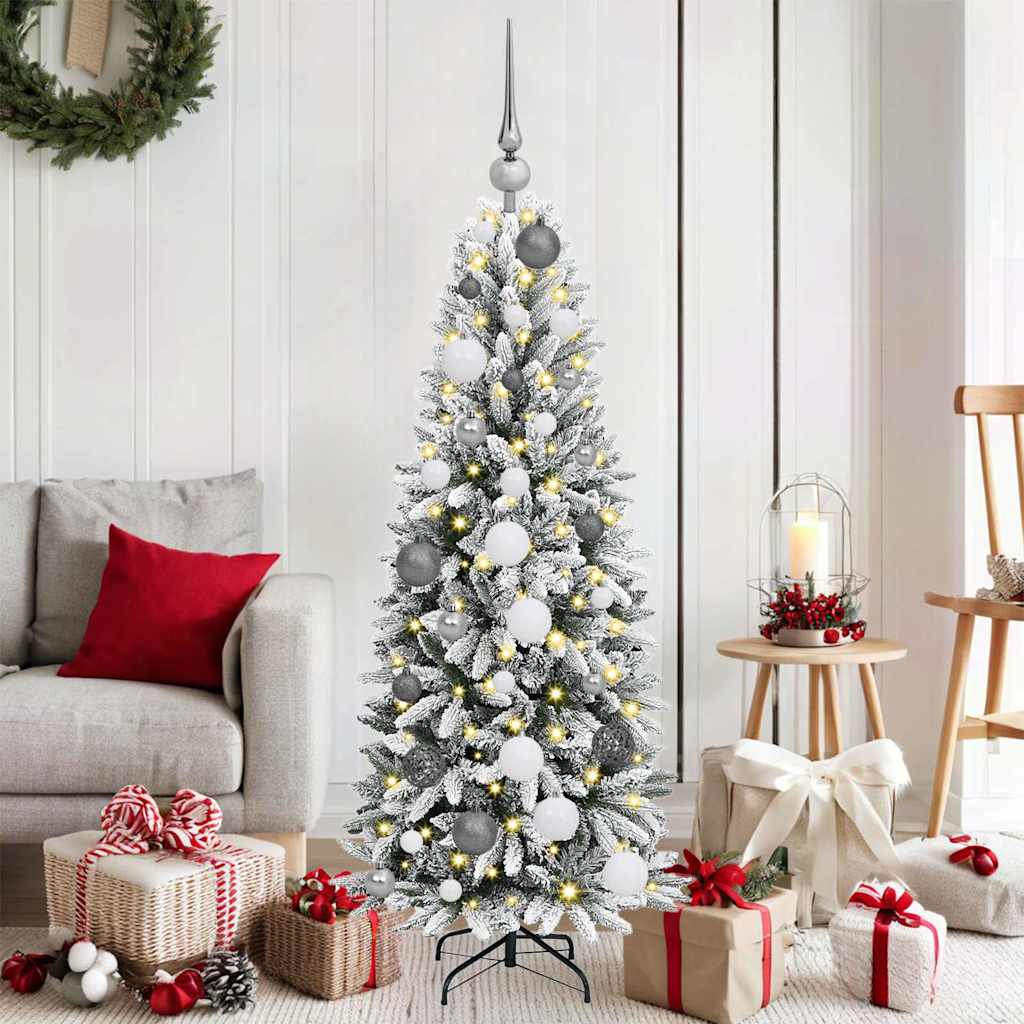 Kunstigt juletræ Hvid 120 cm PVC og Plast og Stål og PE