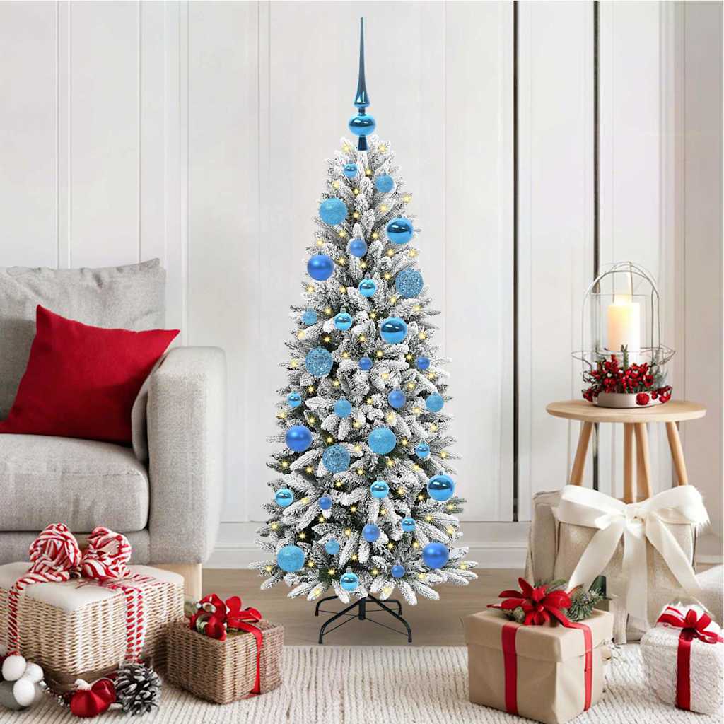 Kunstigt juletræ Hvid 120 cm PVC og Plast og Stål og PE