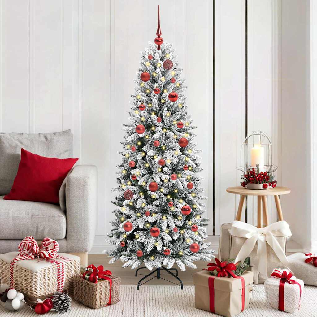 Kunstigt juletræ Hvid 150 cm PVC og Plast og Stål og PE