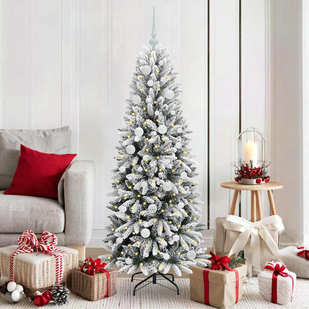 Kunstigt juletræ Hvid 150 cm PVC og Plast og Stål og PE
