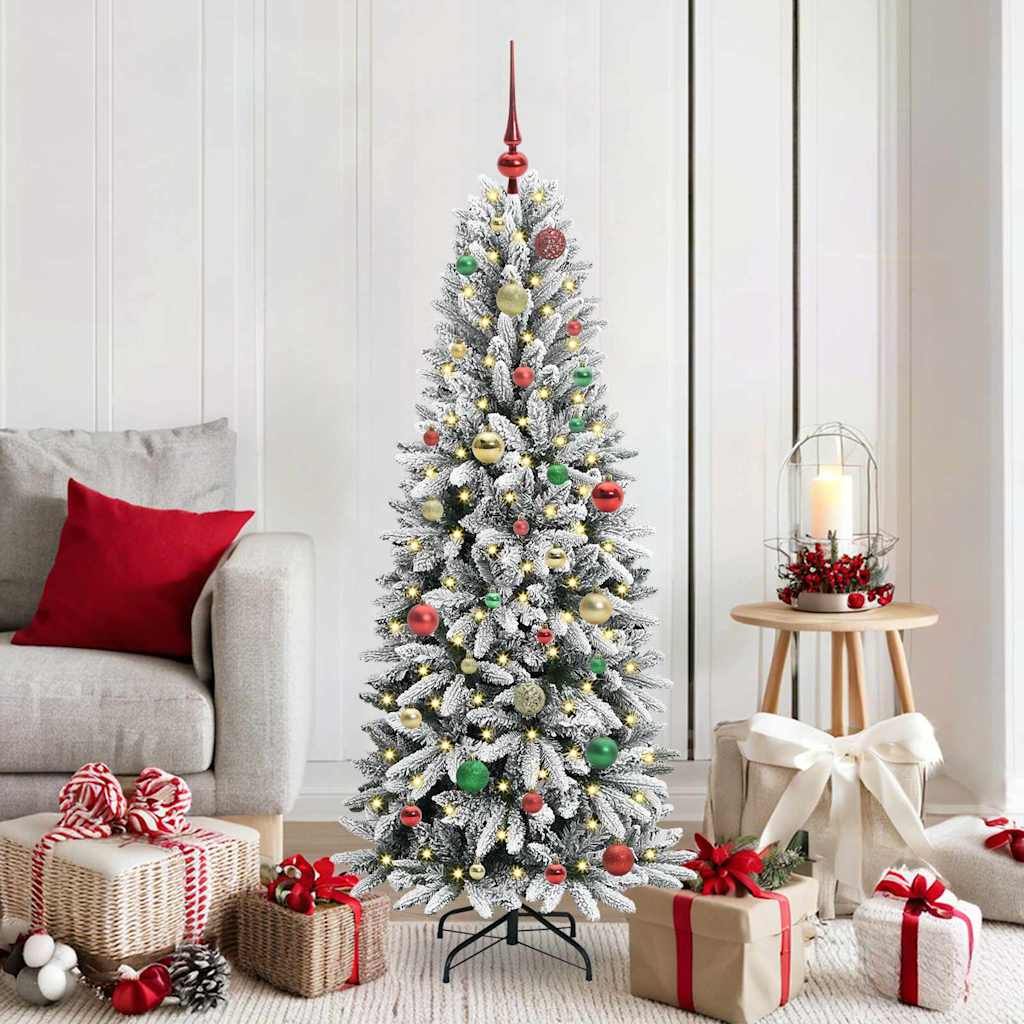 Kunstigt juletræ Hvid 150 cm PVC og Plast og Stål og PE