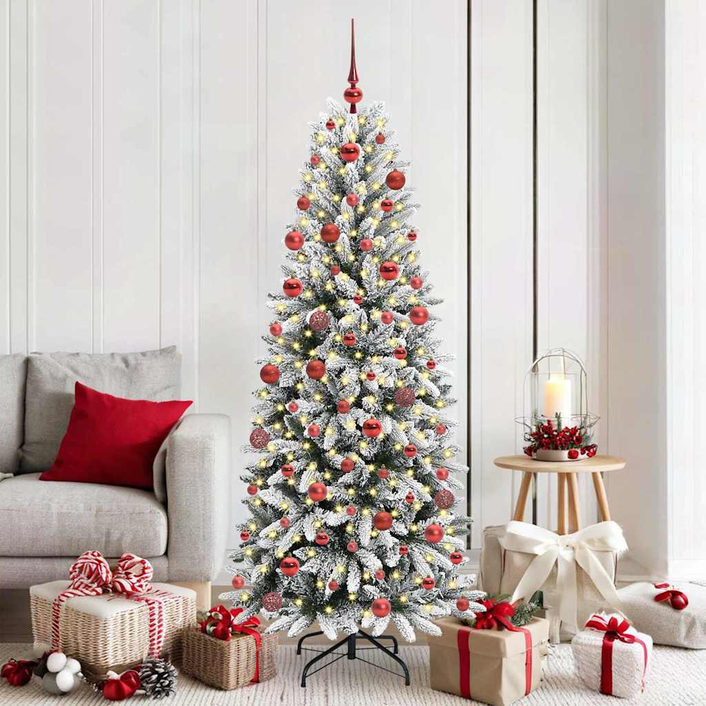 Kunstigt juletræ Hvid 180 cm PVC og Plast og Stål og PE