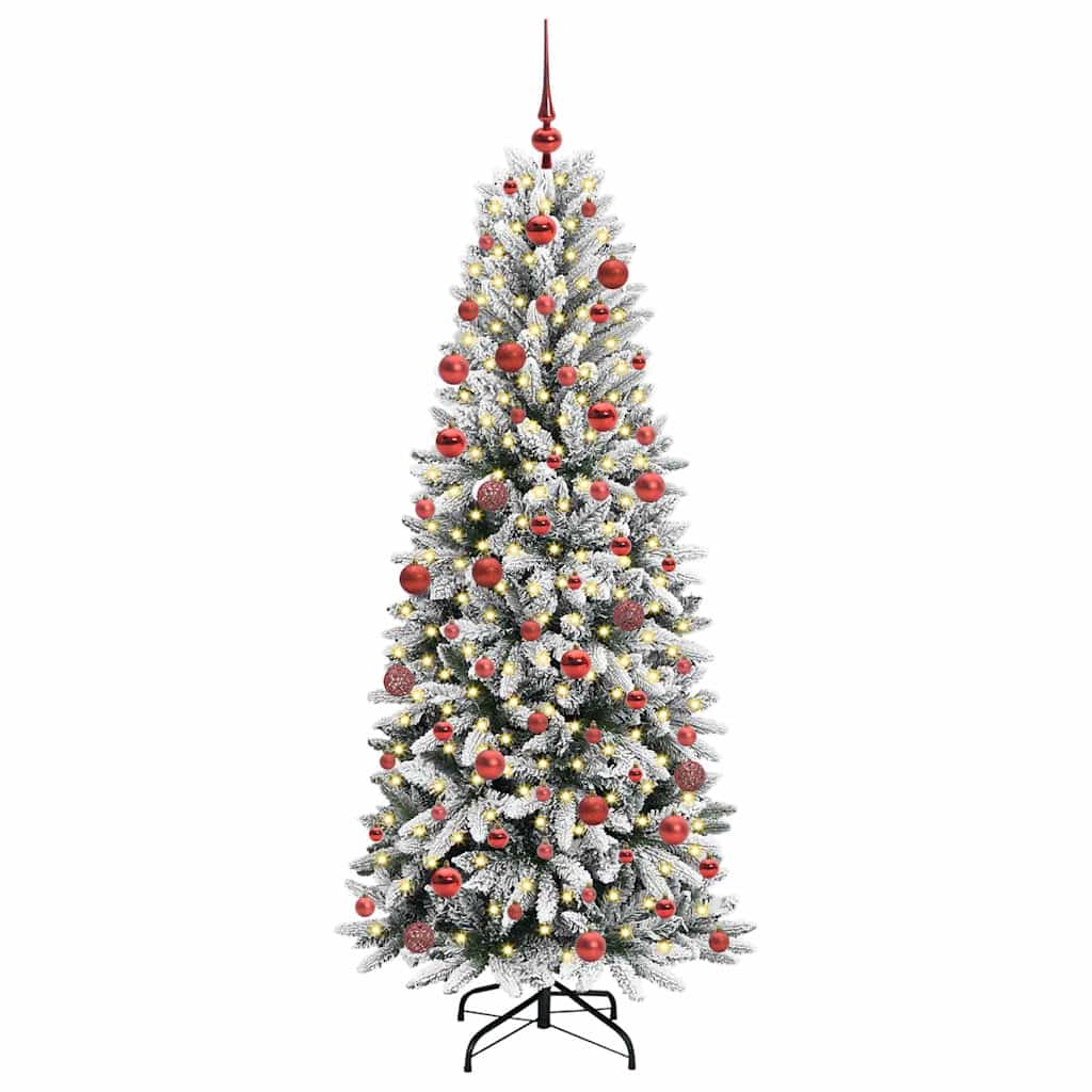 Kunstigt juletræ Hvid 180 cm PVC og Plast og Stål og PE