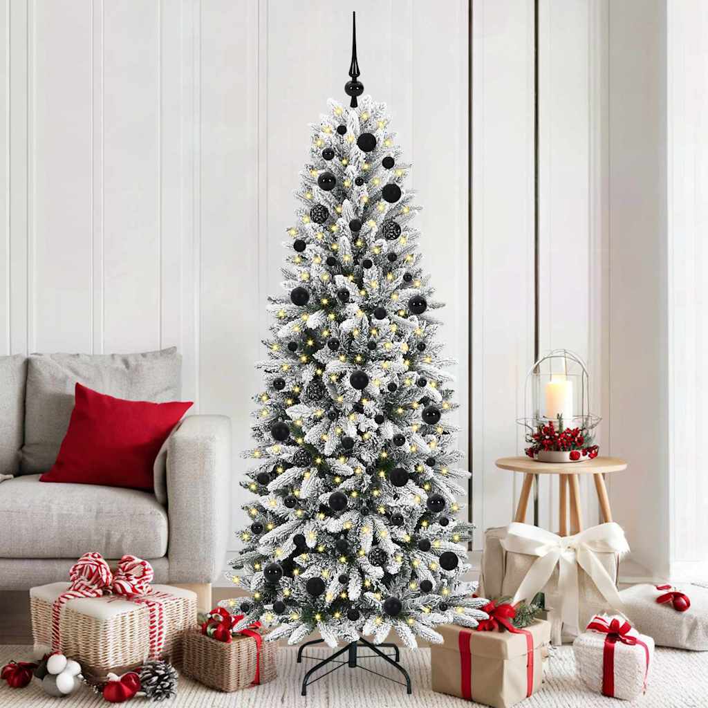 Kunstigt juletræ Hvid 180 cm PVC og Plast og Stål og PE