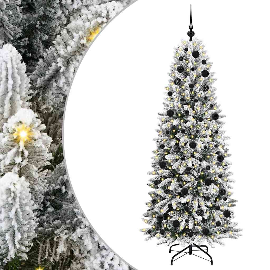 Kunstigt juletræ Hvid 180 cm PVC og Plast og Stål og PE