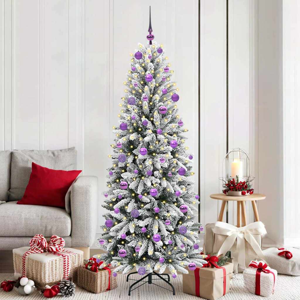 Kunstigt juletræ Hvid 180 cm PVC og Plast og Stål og PE