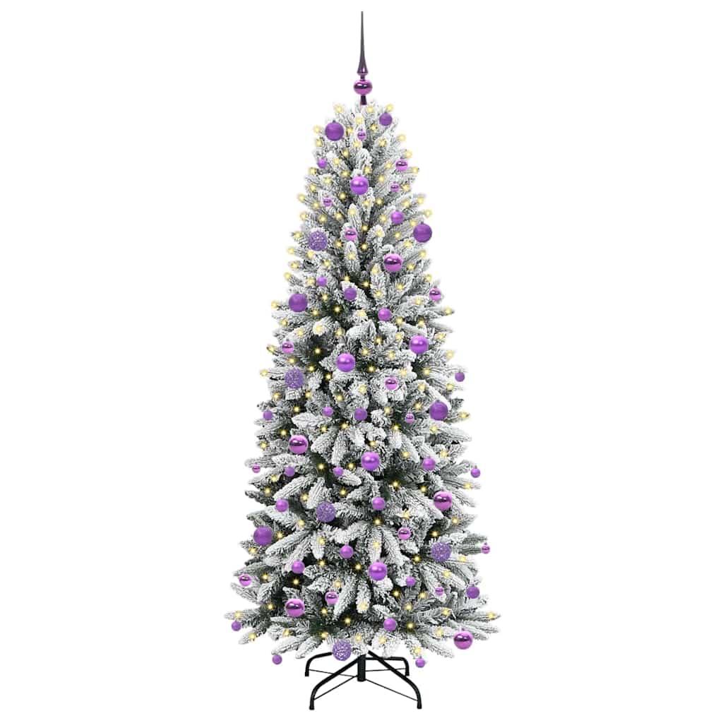 Kunstigt juletræ Hvid 180 cm PVC og Plast og Stål og PE