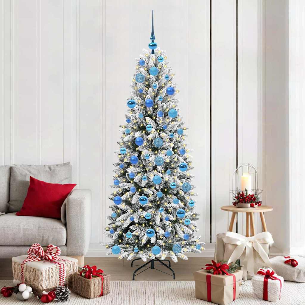 Kunstigt juletræ Hvid 180 cm PVC og Plast og Stål og PE