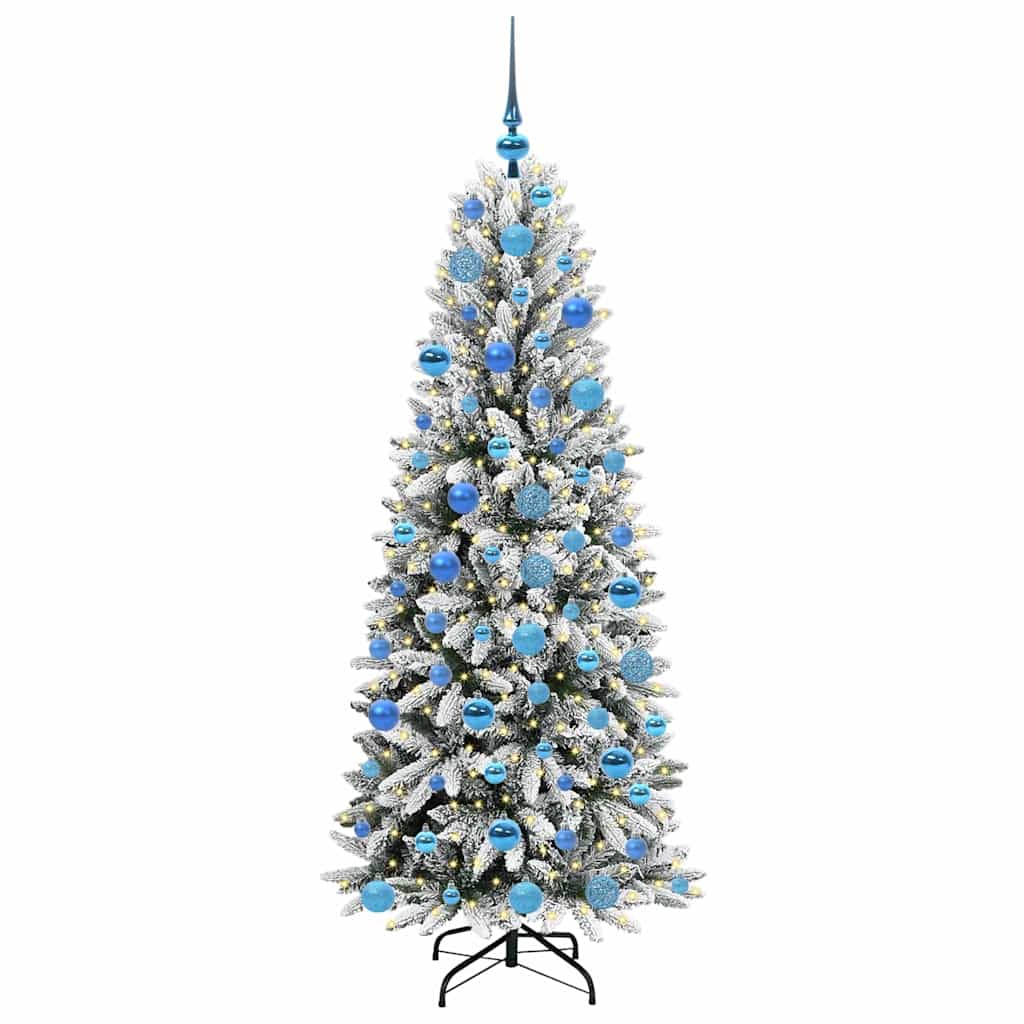 Kunstigt juletræ Hvid 180 cm PVC og Plast og Stål og PE