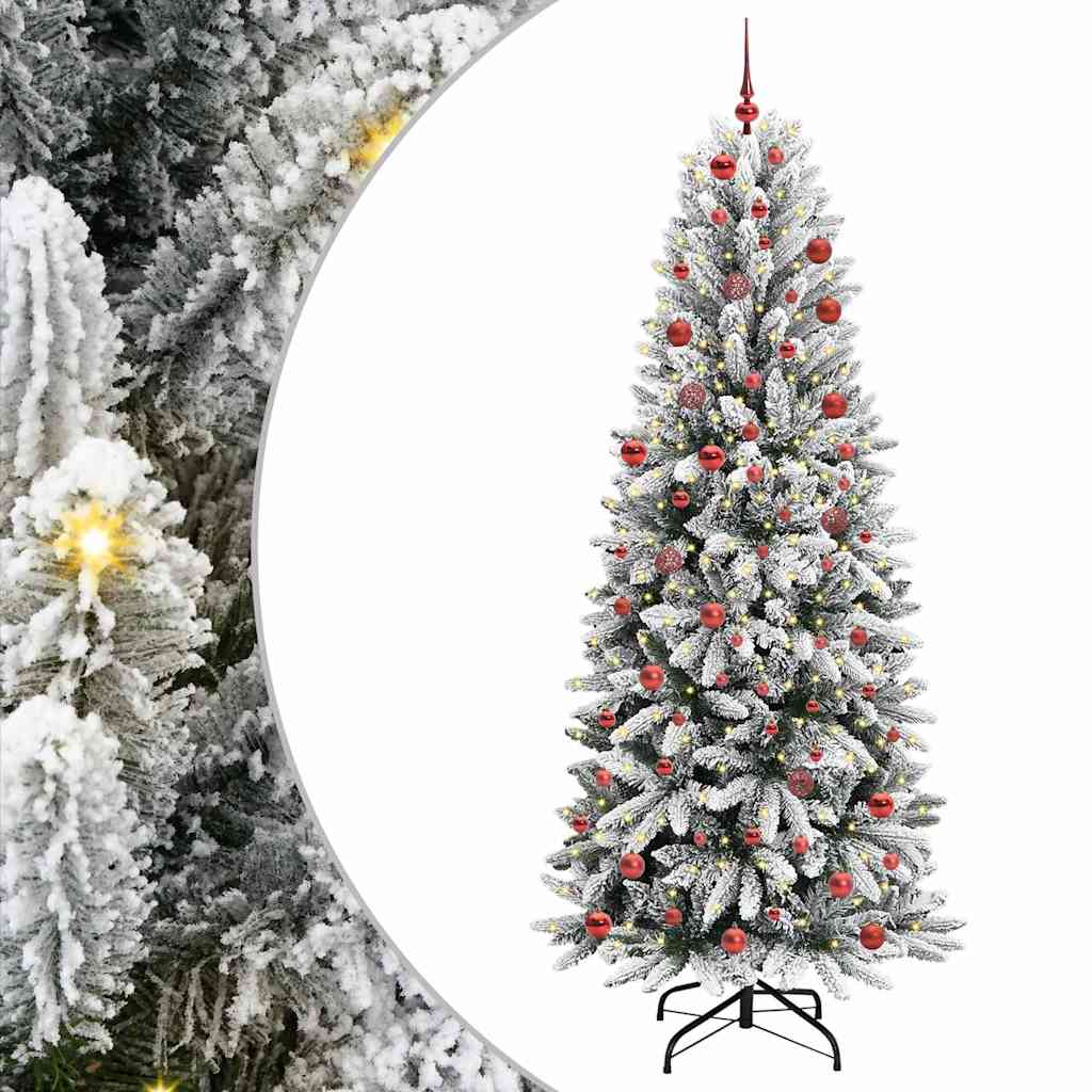 Kunstigt juletræ Hvid 210 cm PVC og Plast og Stål og PE