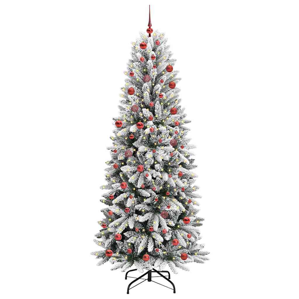 Kunstigt juletræ Hvid 210 cm PVC og Plast og Stål og PE