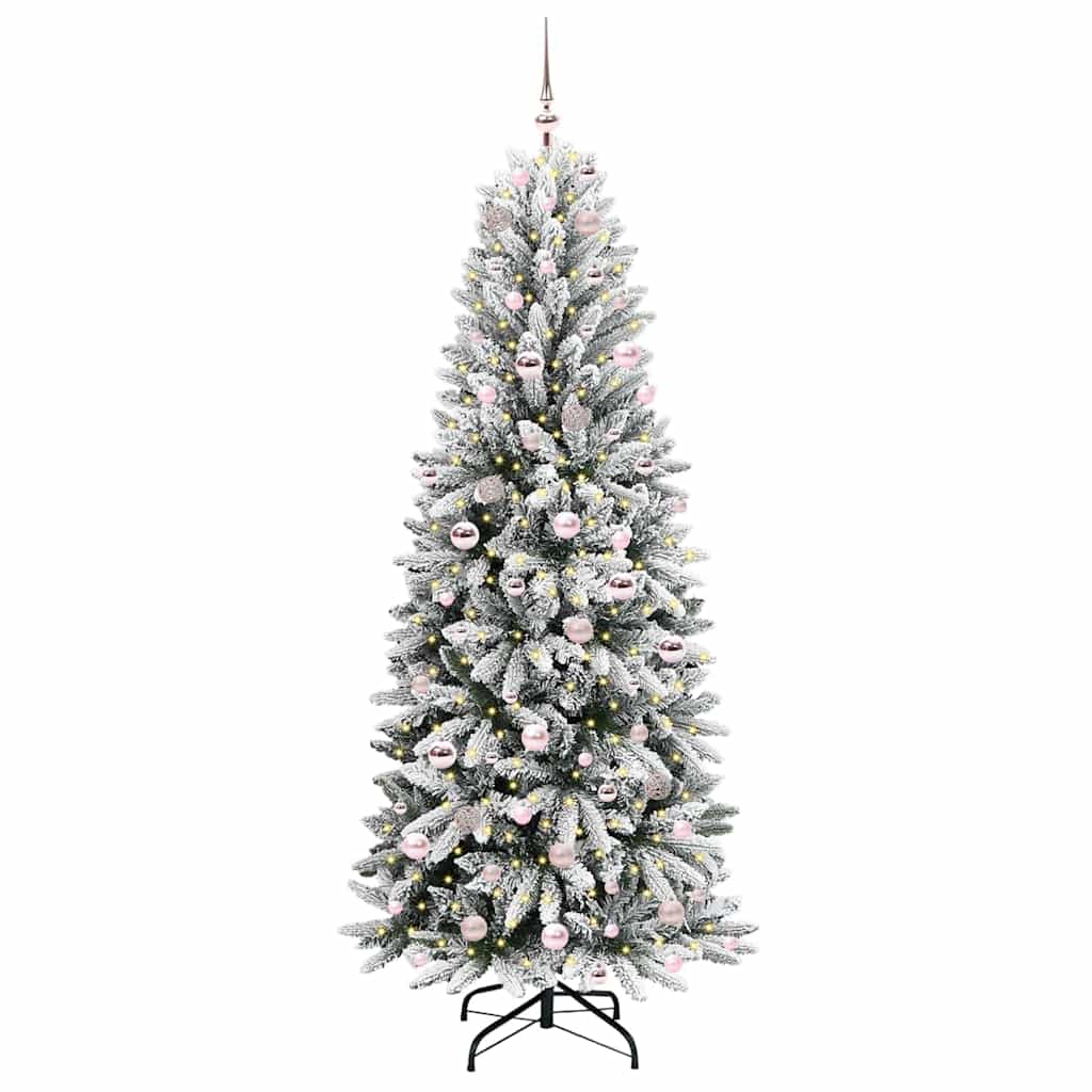 Kunstigt juletræ Hvid 210 cm PVC og Plast og Stål og PE