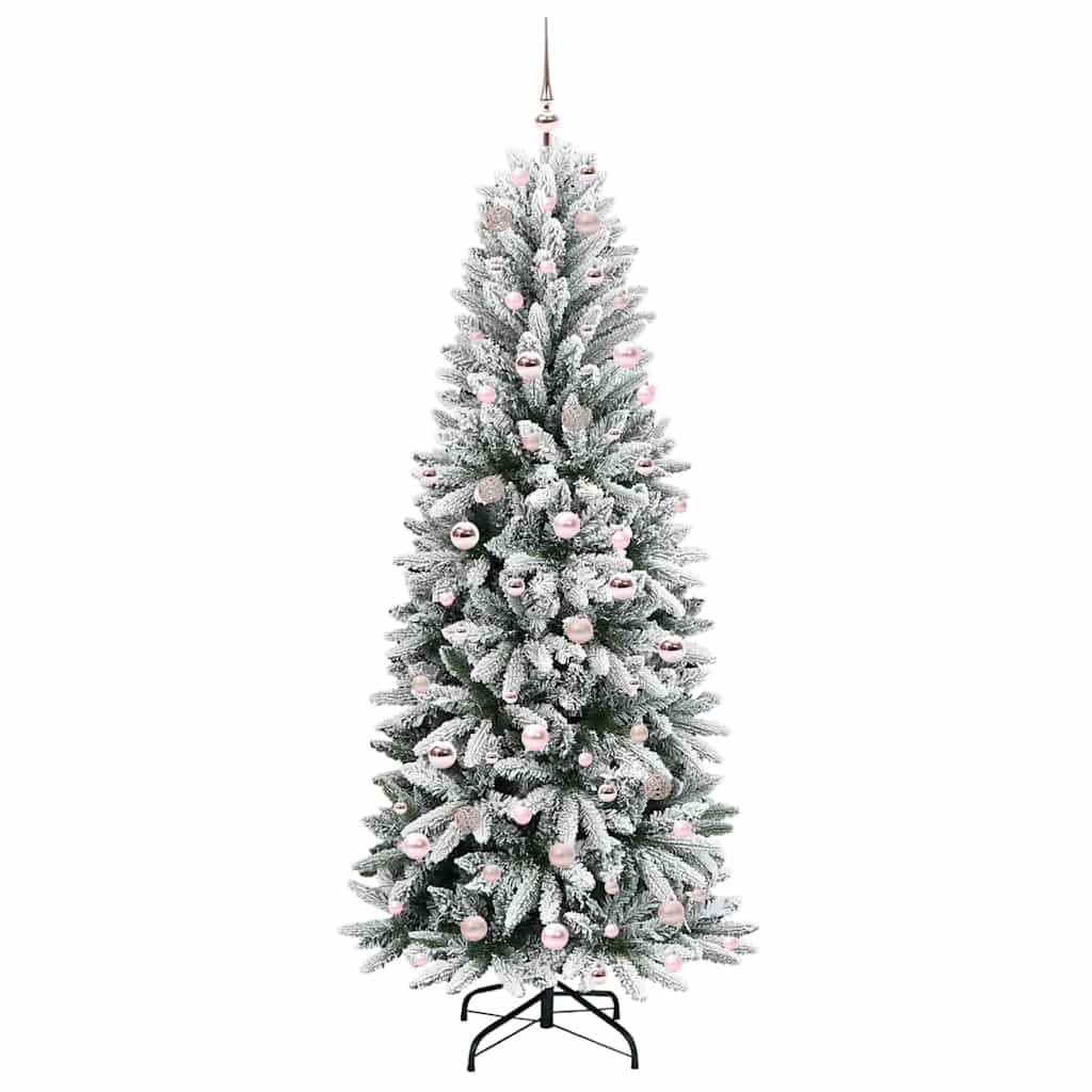 Kunstigt juletræ Hvid 210 cm PVC og Plast og Stål og PE