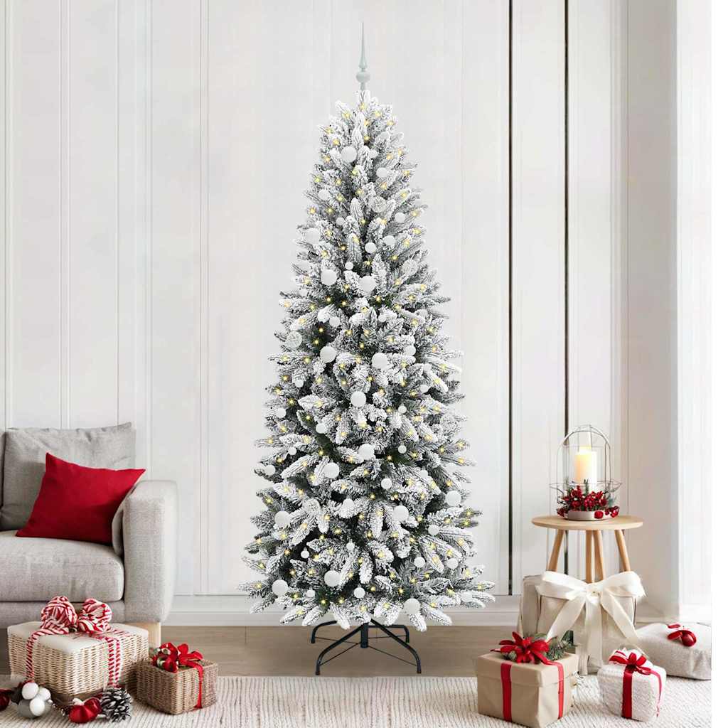 Kunstigt juletræ Hvid 210 cm PVC og Plast og Stål og PE