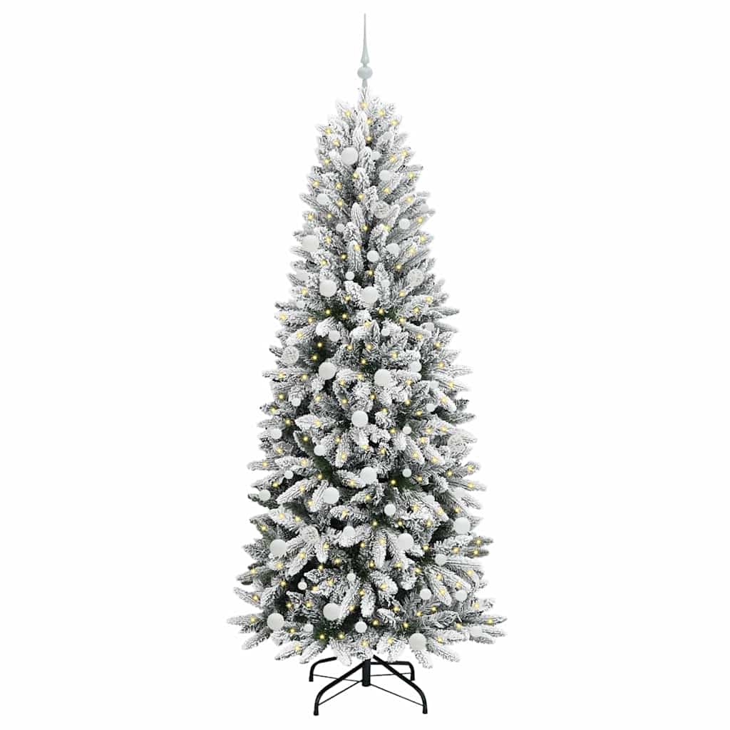 Kunstigt juletræ Hvid 210 cm PVC og Plast og Stål og PE