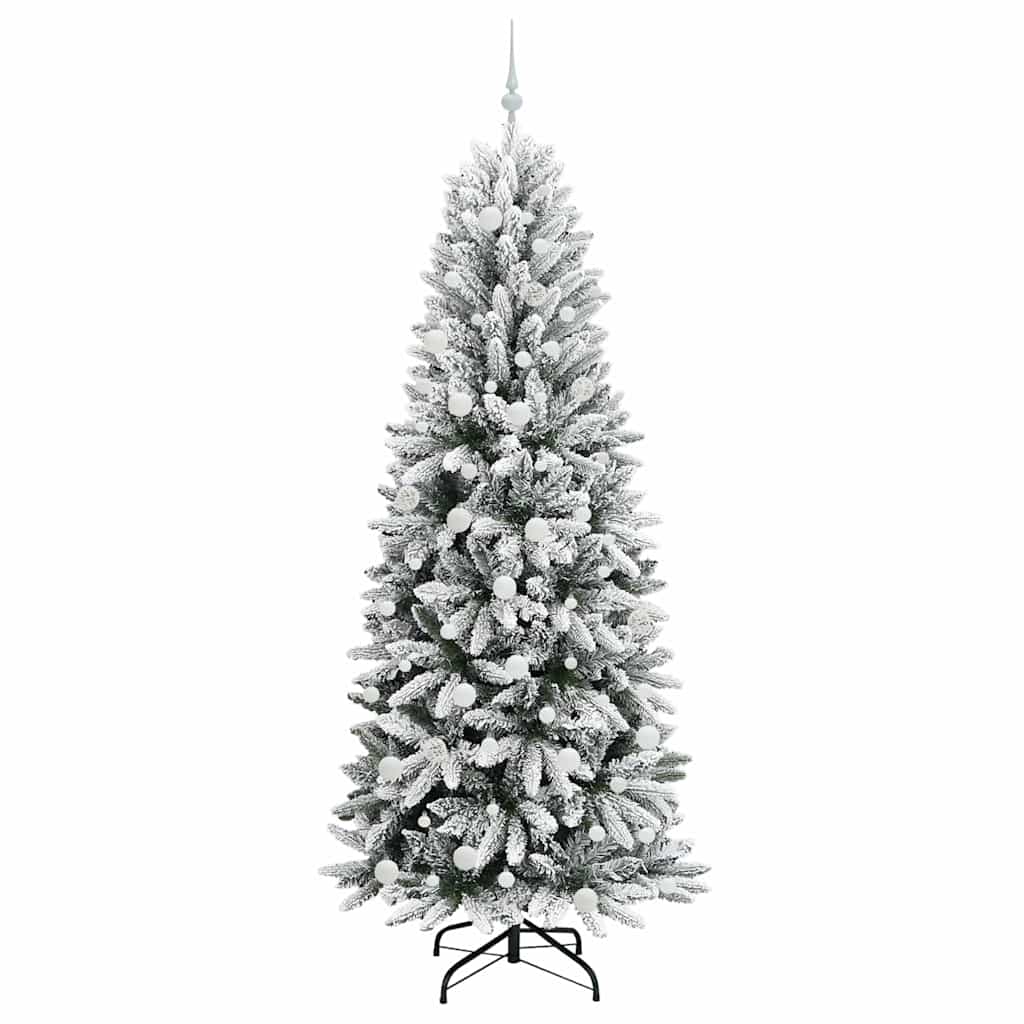 Kunstigt juletræ Hvid 210 cm PVC og Plast og Stål og PE