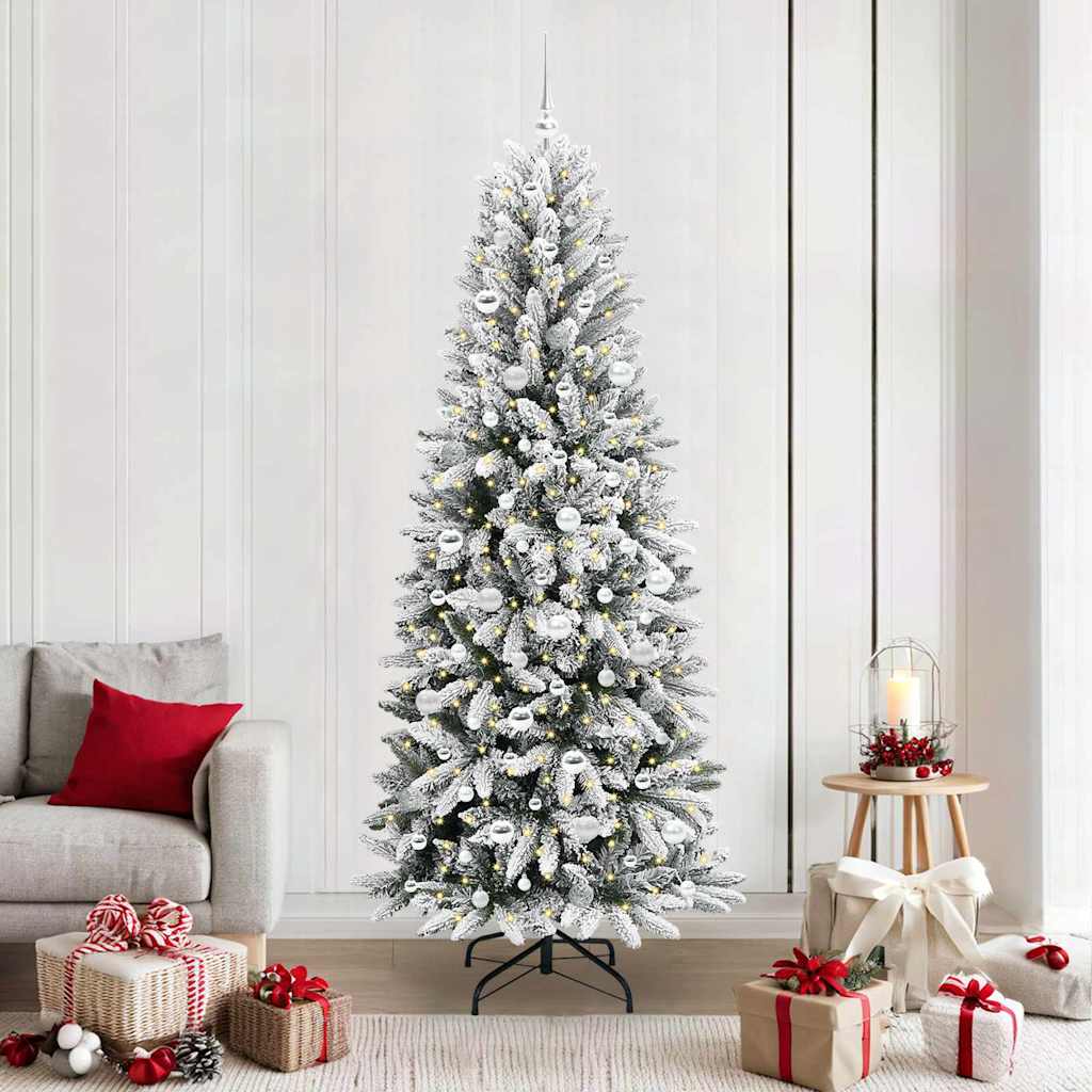 Kunstigt juletræ Hvid 210 cm PVC og Plast og Stål og PE