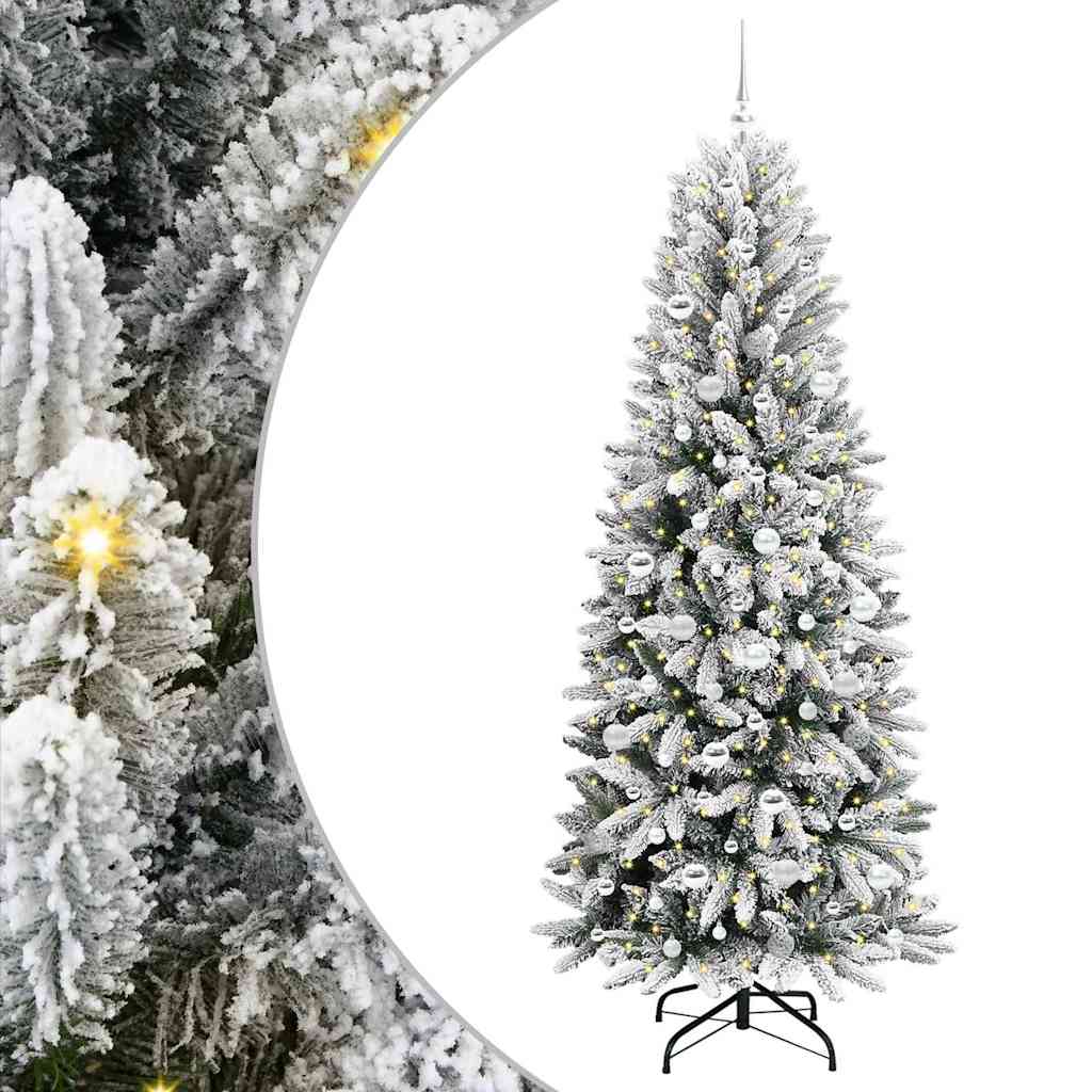Kunstigt juletræ Hvid 210 cm PVC og Plast og Stål og PE