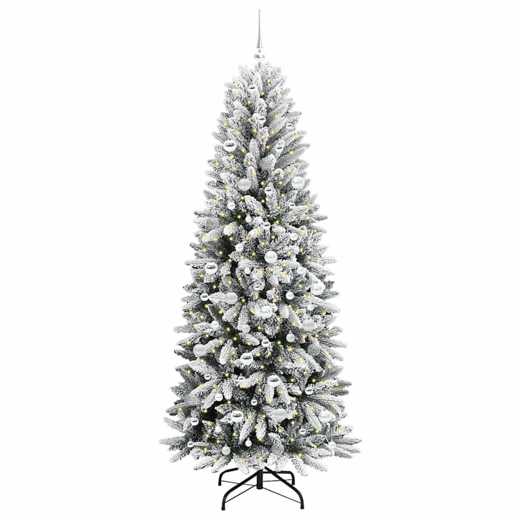 Kunstigt juletræ Hvid 210 cm PVC og Plast og Stål og PE