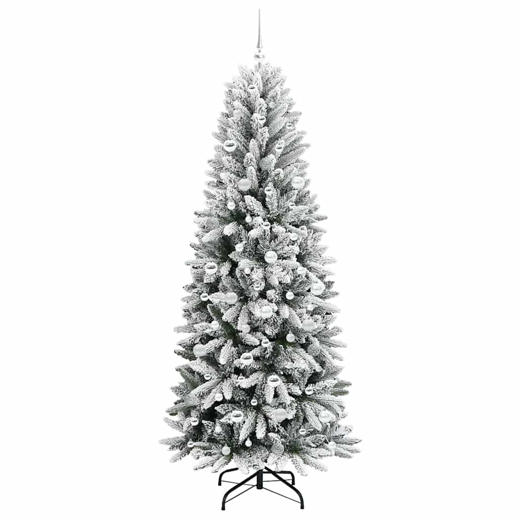 Kunstigt juletræ Hvid 210 cm PVC og Plast og Stål og PE