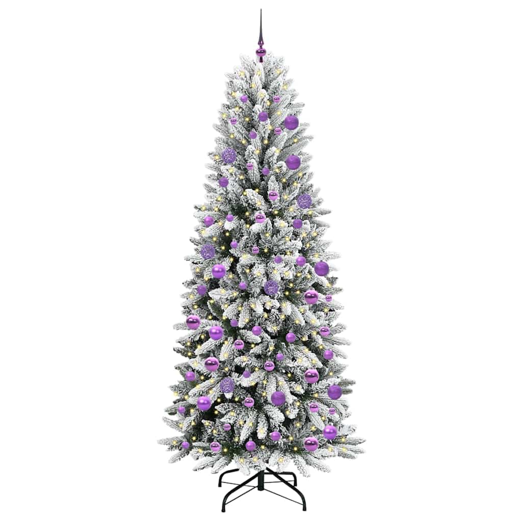 Kunstigt juletræ Hvid 210 cm PVC og Plast og Stål og PE