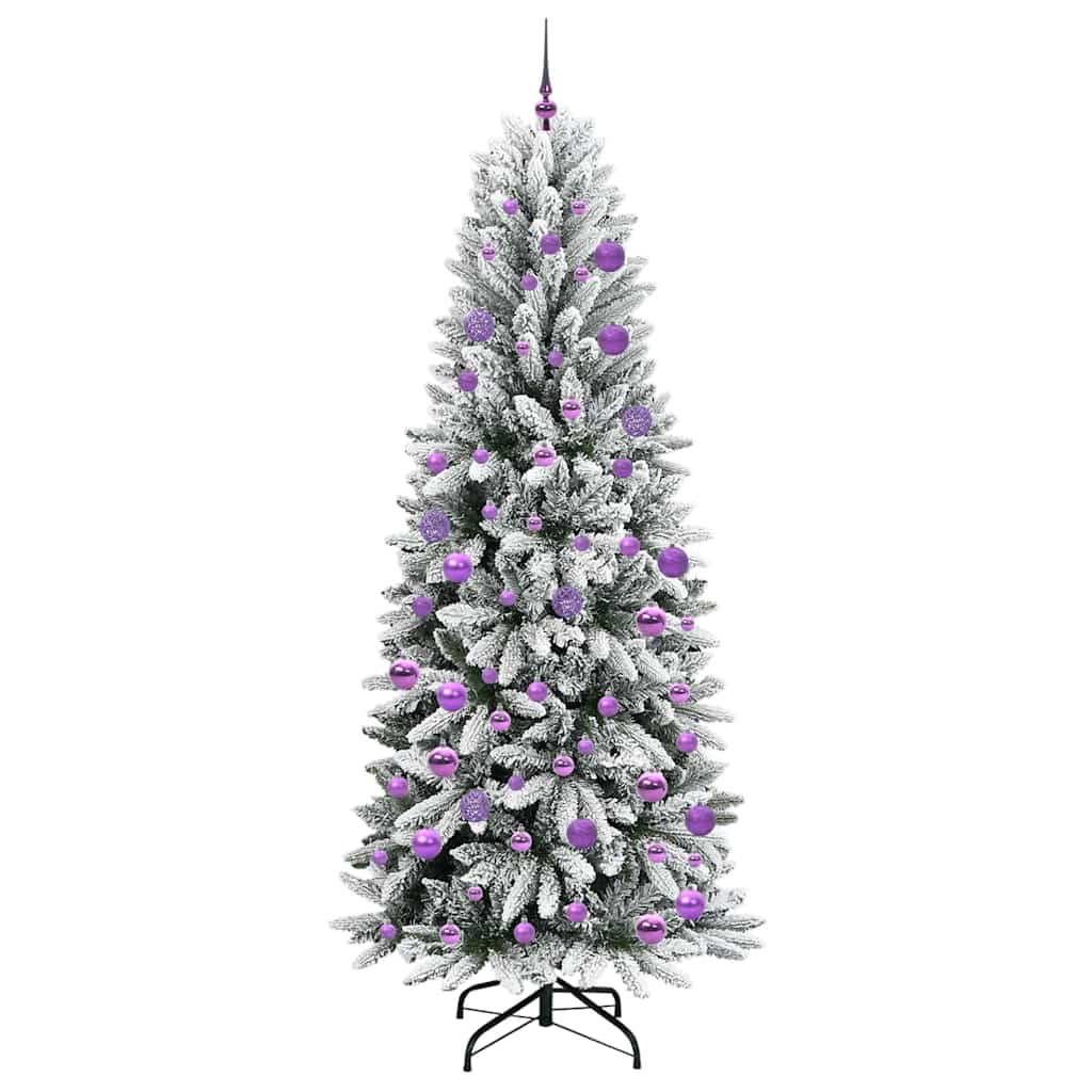 Kunstigt juletræ Hvid 210 cm PVC og Plast og Stål og PE