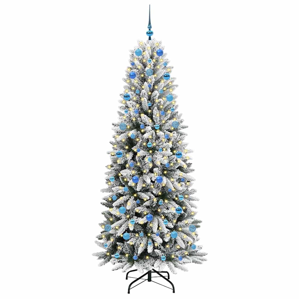 Kunstigt juletræ Hvid 210 cm PVC og Plast og Stål og PE